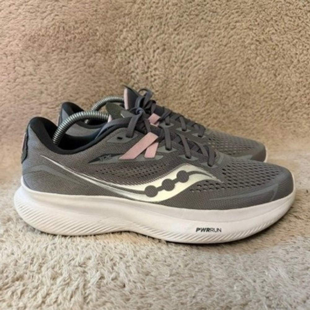 Saucony Ride 15 Womens Running Shoes Grey Pink Silver S10729-15 Size 11